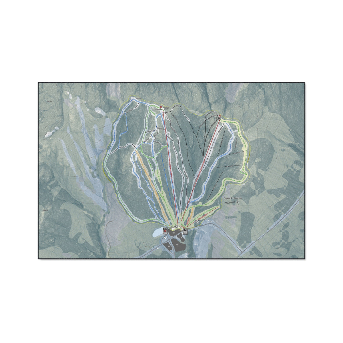 Ragged Mountain, New Hampshire Ski Resort Map Heavy Duty Floor Mat