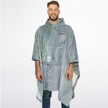 Smugglers Notch, Vermont Ski Resort Map Flannel Blanket Poncho