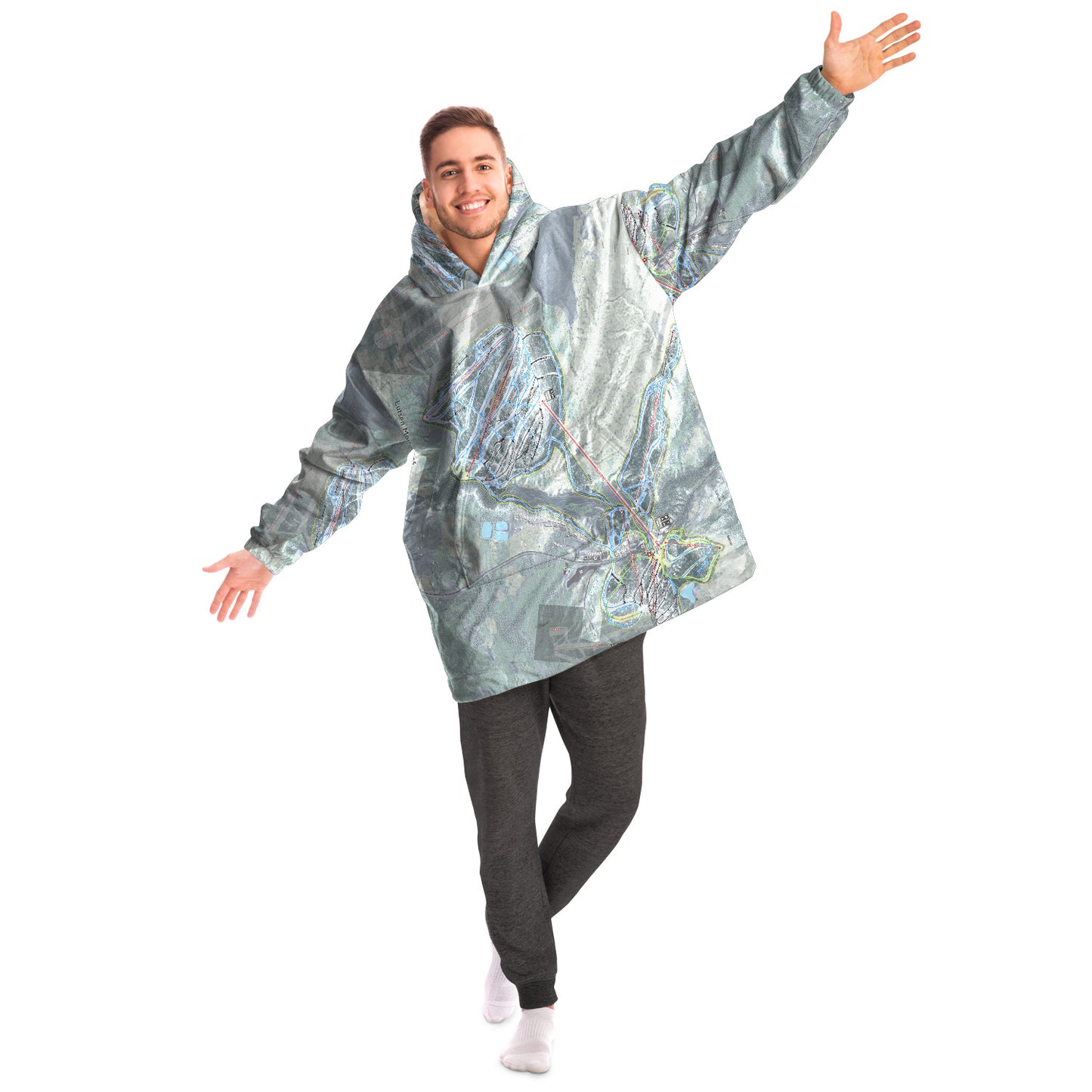 Lutsen Mountains, Minnesota Ski Trail Map - Snug Hoodie - Powderaddicts