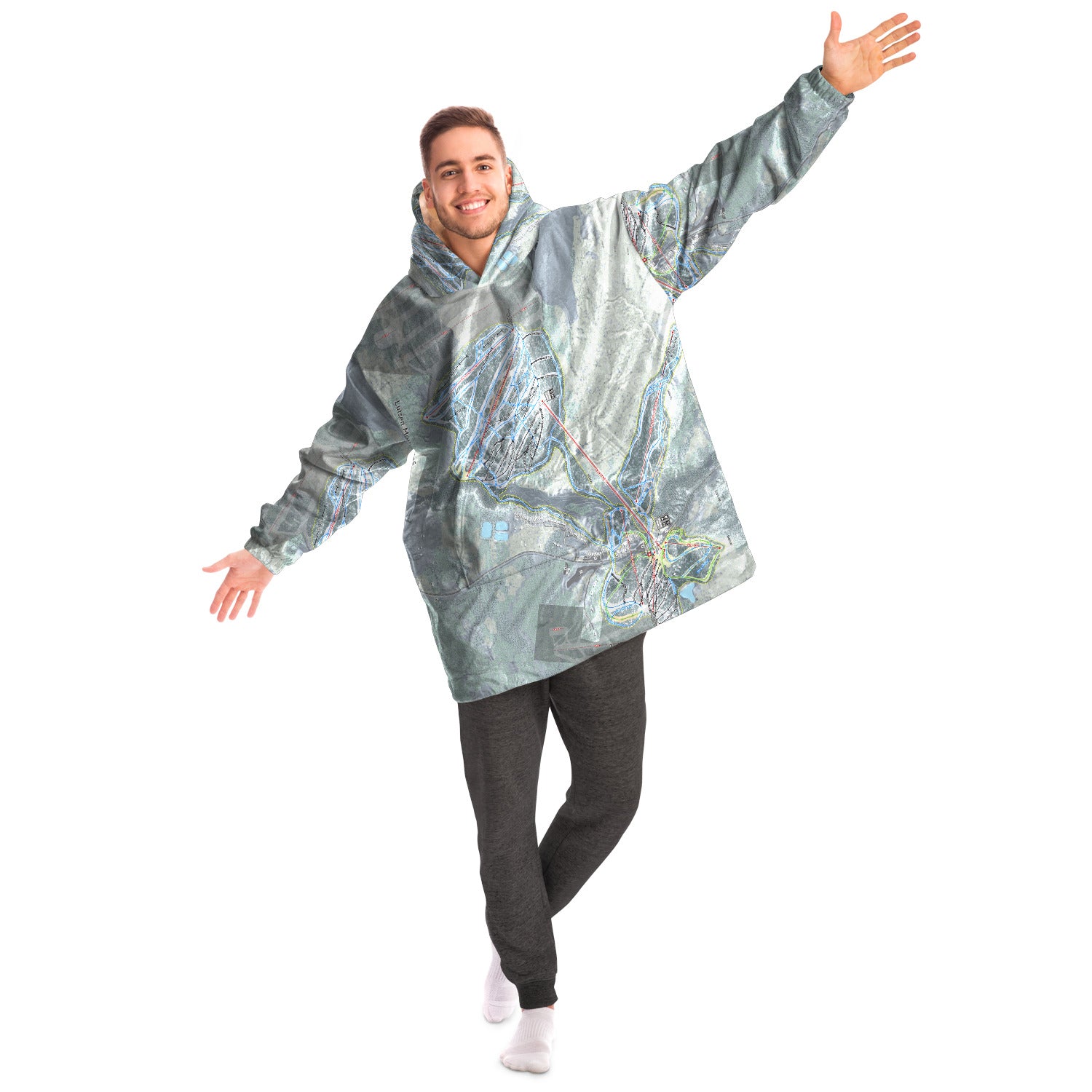 Lutsen Mountains, Minnesota Ski Trail Map - Snug Hoodie - Powderaddicts
