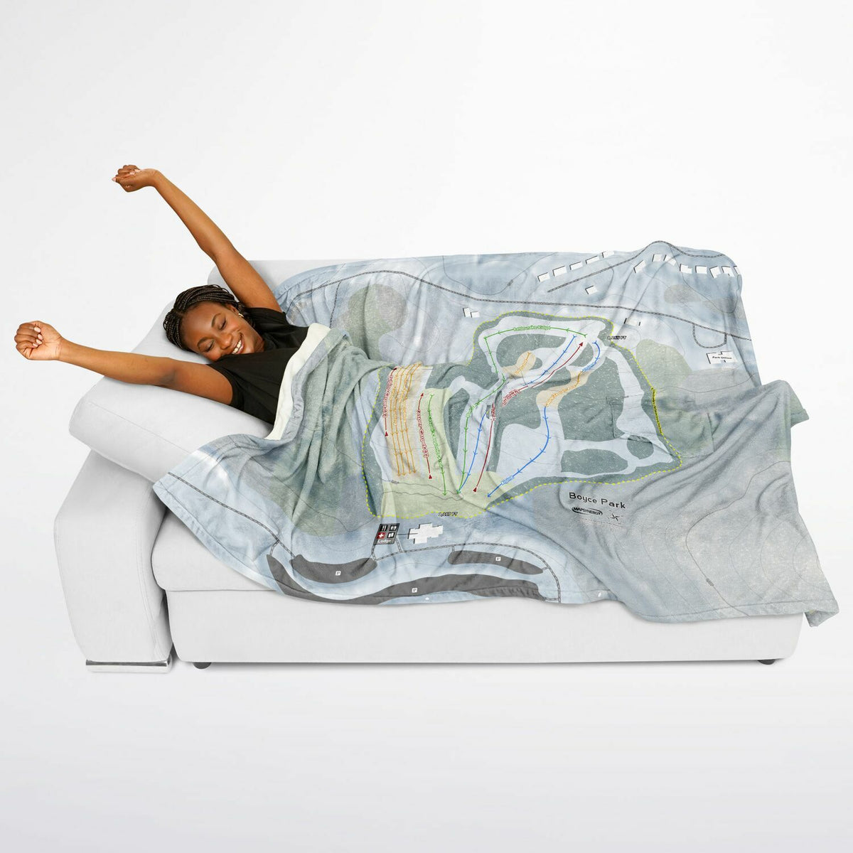 Boyce Park, Pennsylvania Ski Resort Map Flannel Blanket Poncho