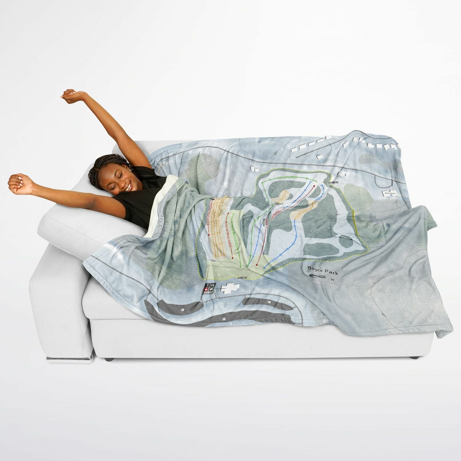 Boyce Park, Pennsylvania Ski Resort Map Flannel Blanket Poncho