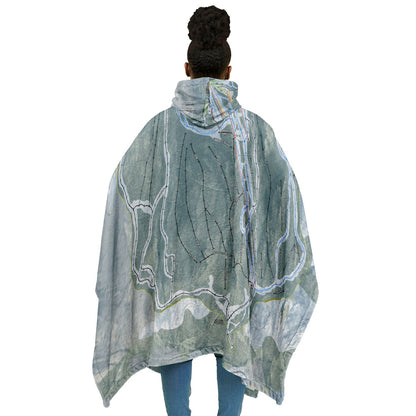 Black Mountain of Maine, Maine Ski Resort Map Flannel Blanket Poncho