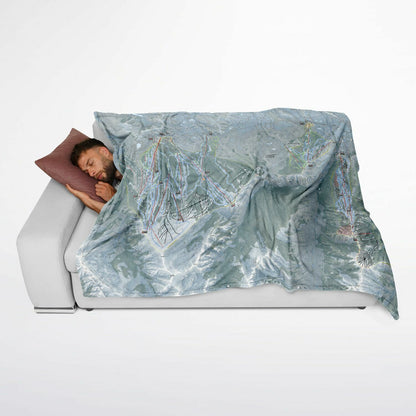 Aspen Snowmass, Colorado Ski Resort Map Flannel Blanket Poncho