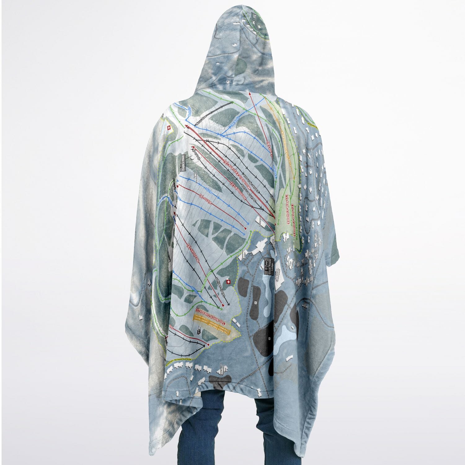 Boyne Mountain, Michigan Ski Resort Map Flannel Blanket Poncho