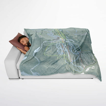 Saddleback Mountain, Maine Ski Resort Map Flannel Blanket Poncho