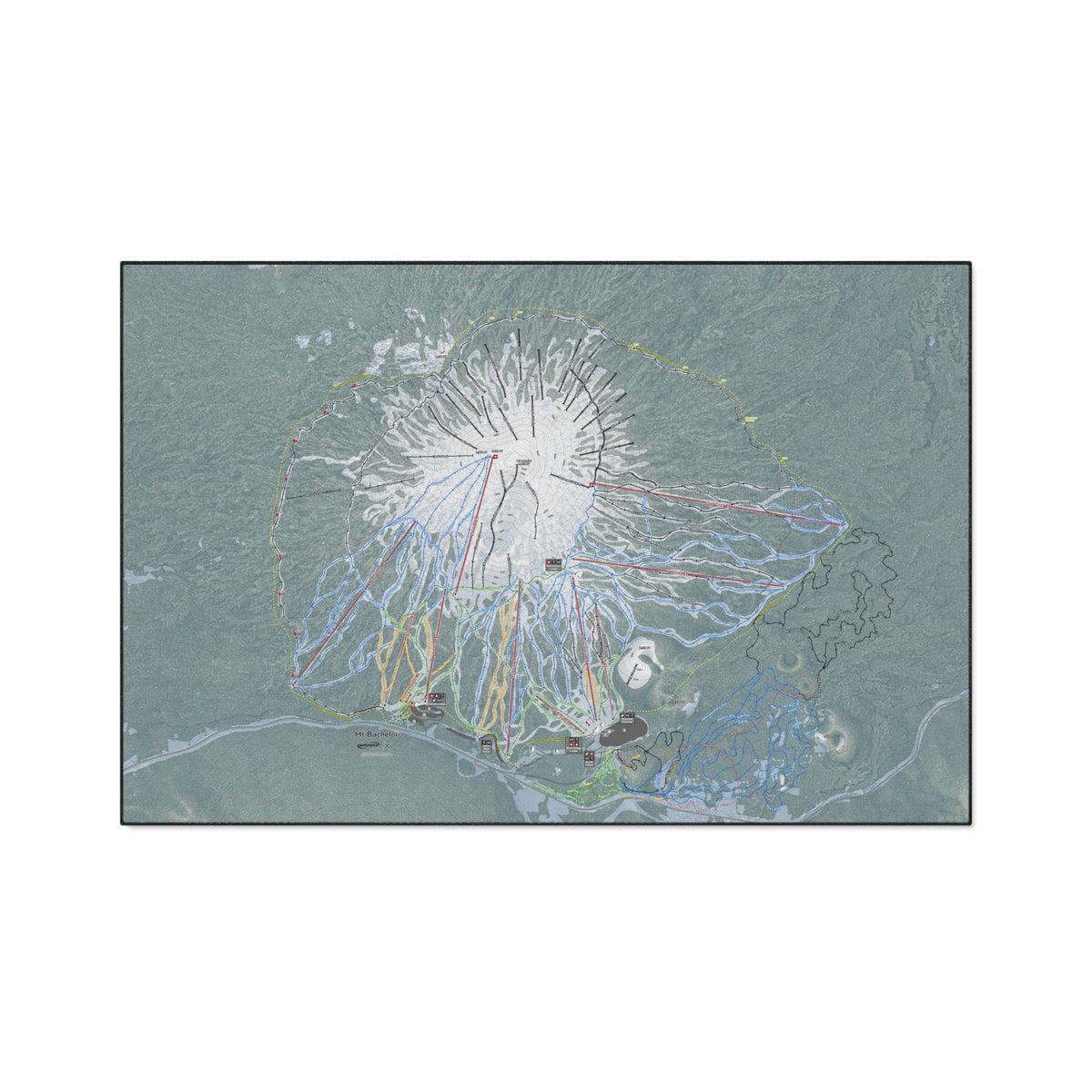 Mt Bachelor, Oregon Ski Resort Map Heavy Duty Floor Mat