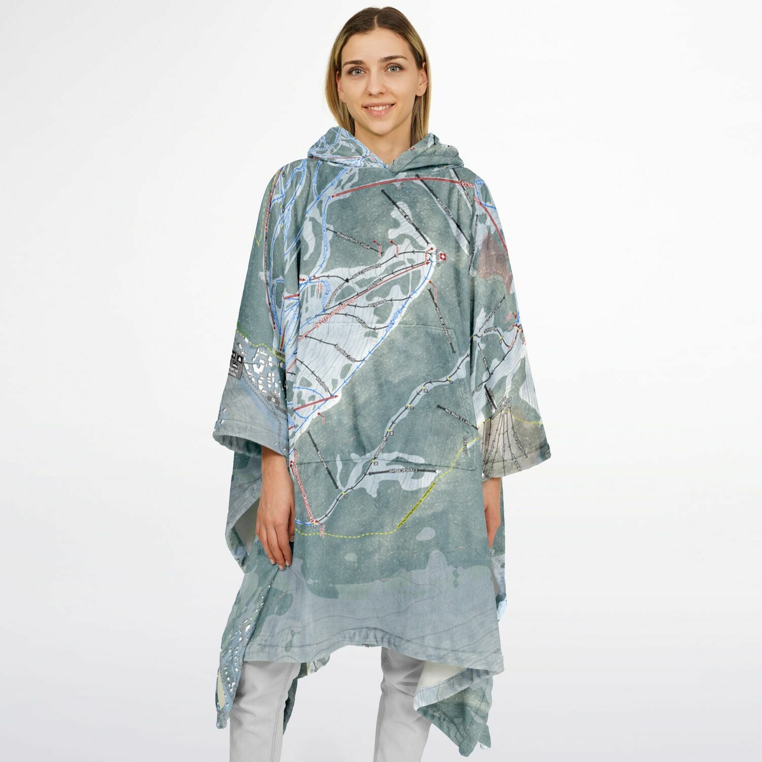 Solitude, Utah Ski Resort Map Flannel Blanket Poncho
