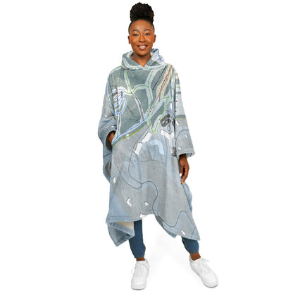 Shanty Creek Schuss Mountain, Michigan Ski Resort Map Flannel Blanket Poncho