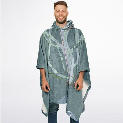 Wapiti Ski Club, British Columbia Ski Resort Map Flannel Blanket Poncho