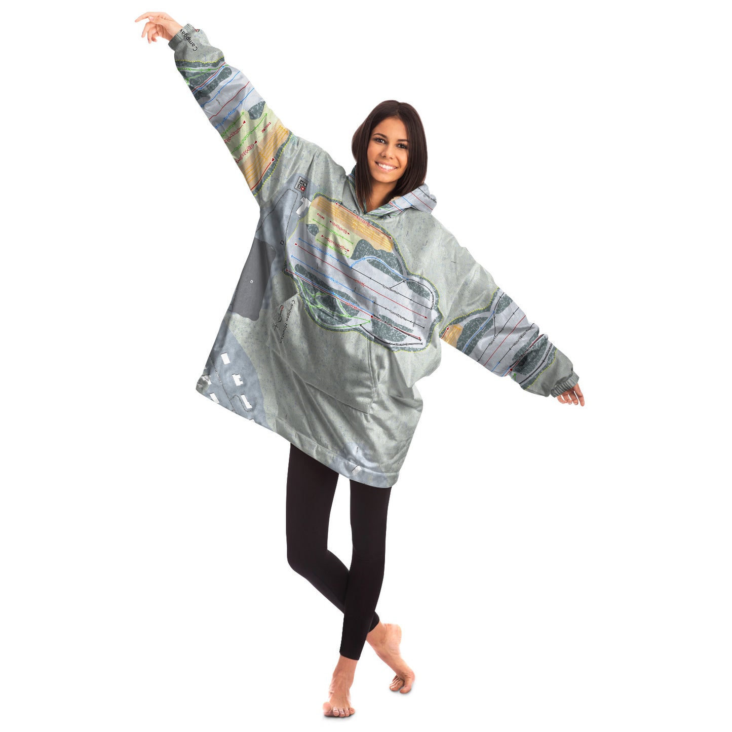 Campgaw Mountain, New Jersey  Ski Trail Map - Snug Hoodie
