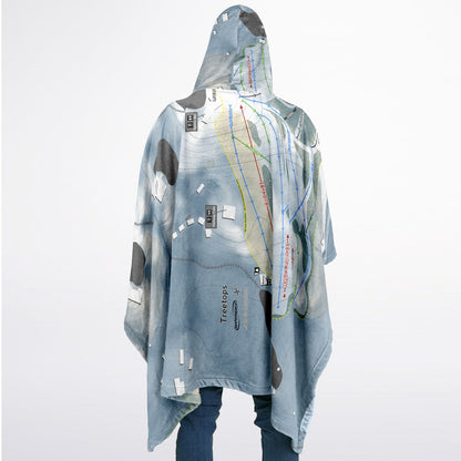 Treetops, Michigan Ski Resort Map Flannel Blanket Poncho