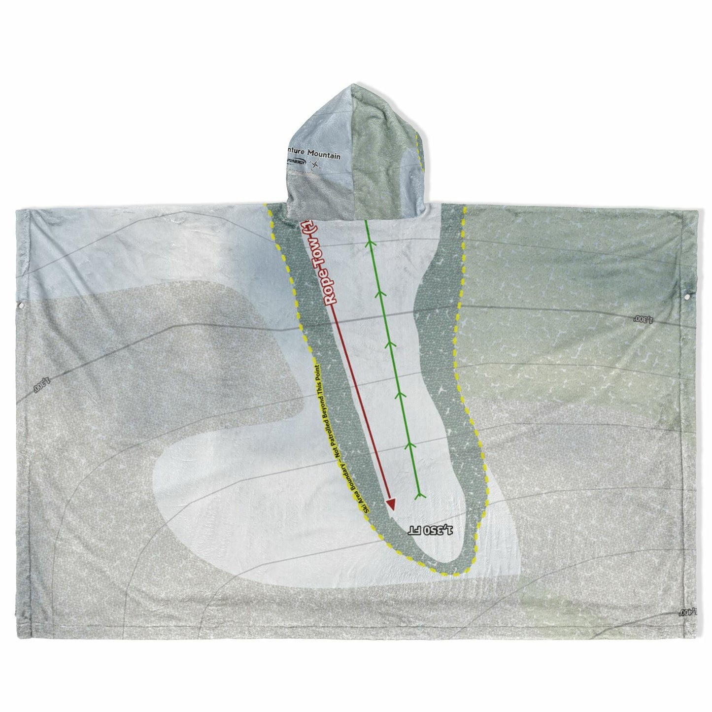 Adventure Mountain, Michigan Ski Resort Map Flannel Blanket Poncho