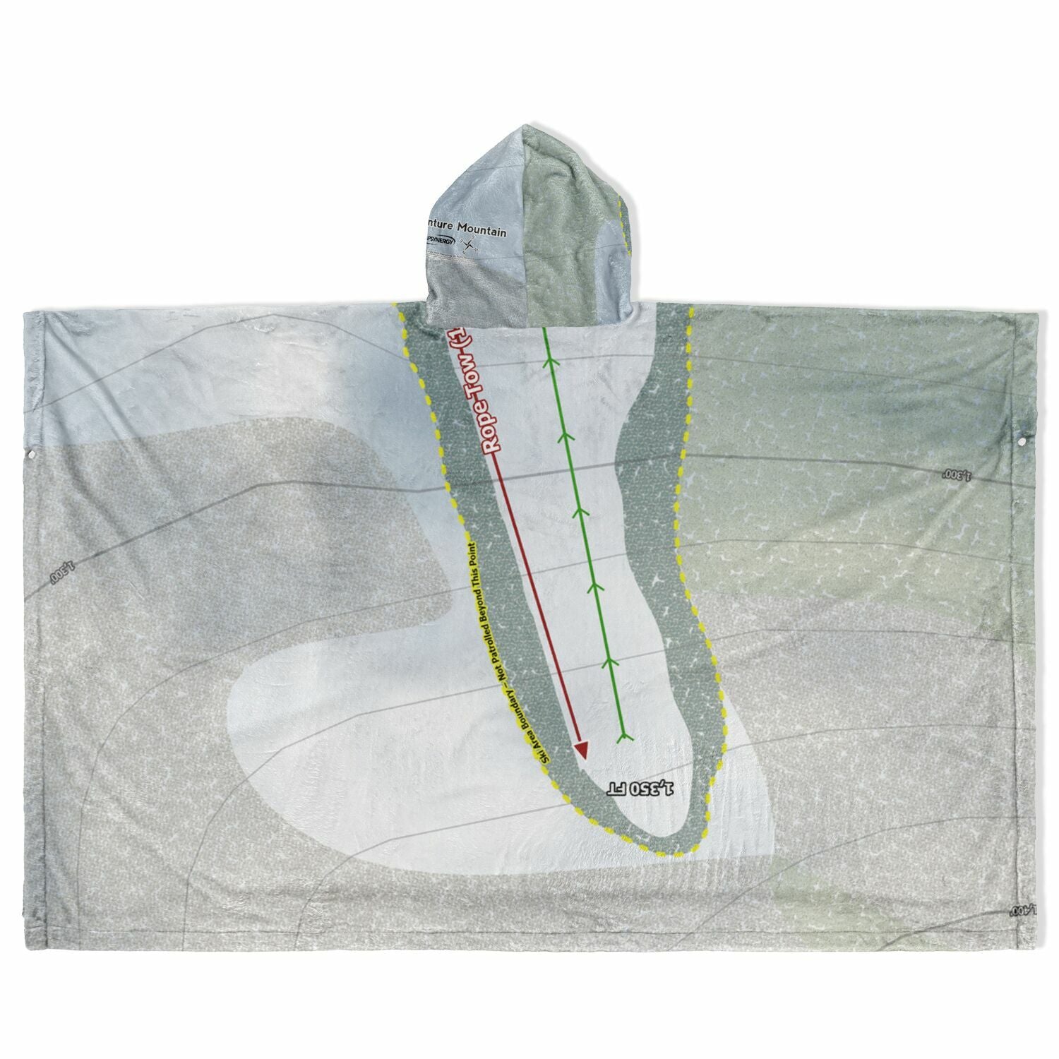 Adventure Mountain, Michigan Ski Resort Map Flannel Blanket Poncho