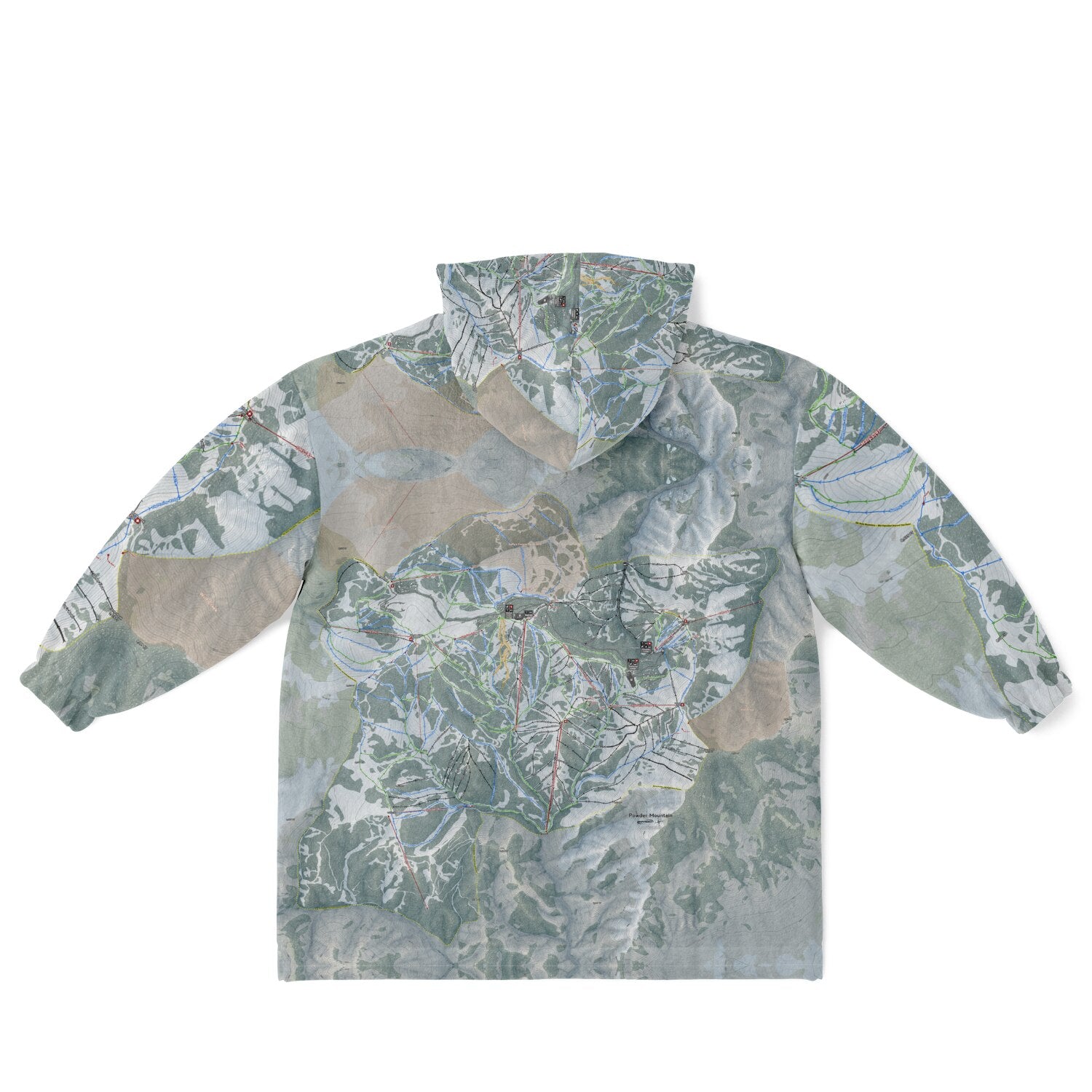 Powder Mountain, Utah Ski Resort Map Youth Reversible Snug Hoodie