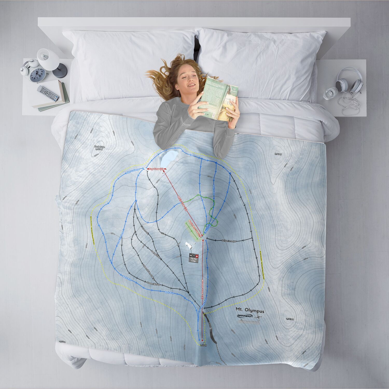 Mt Olympus, New Zealand Ski Resort Map XL Blanket