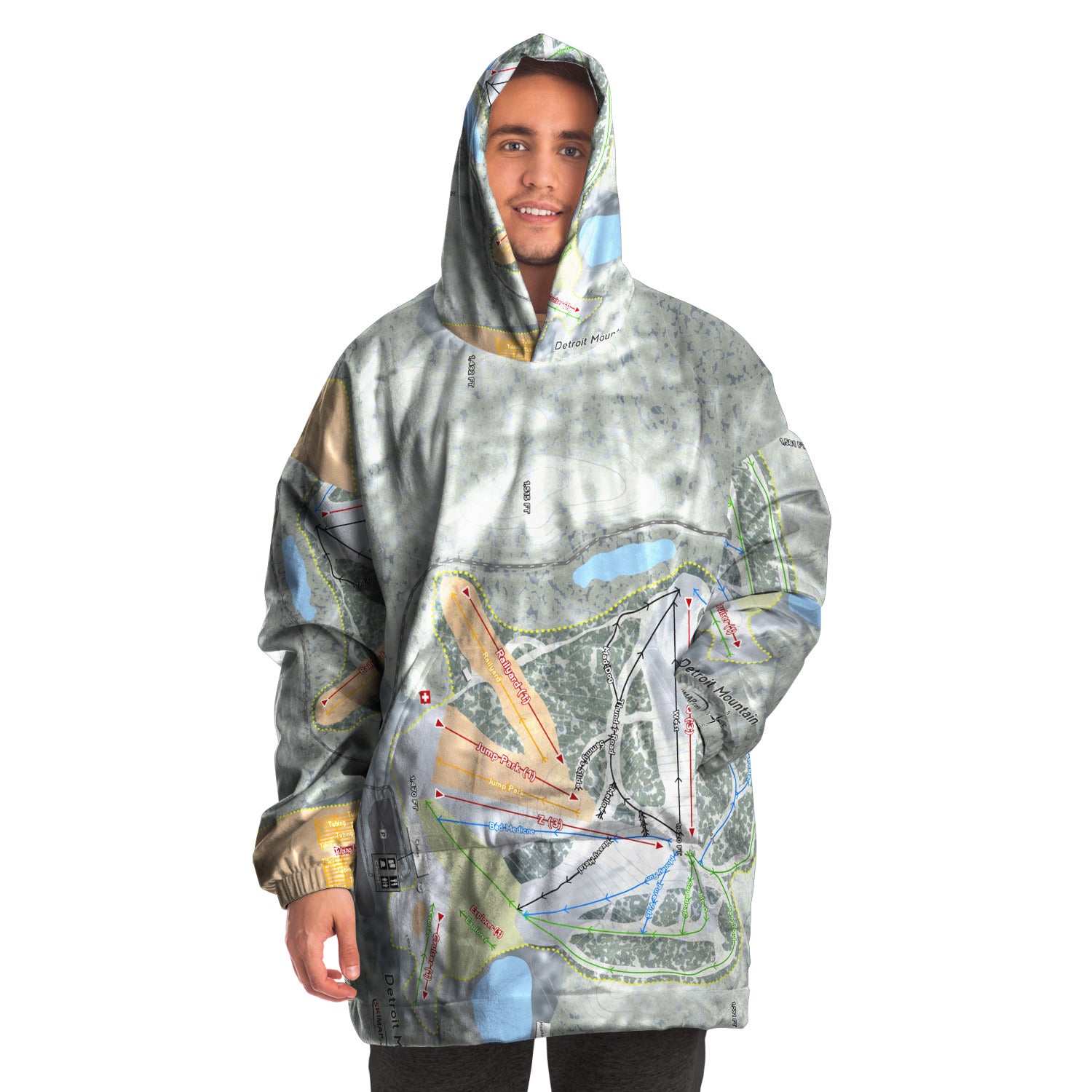 Detroit Mountain, Minnesota Ski Trail Map Snug Hoodie
