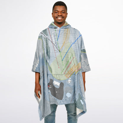 Birch Hill, Alaska Ski Resort Map Flannel Blanket Poncho
