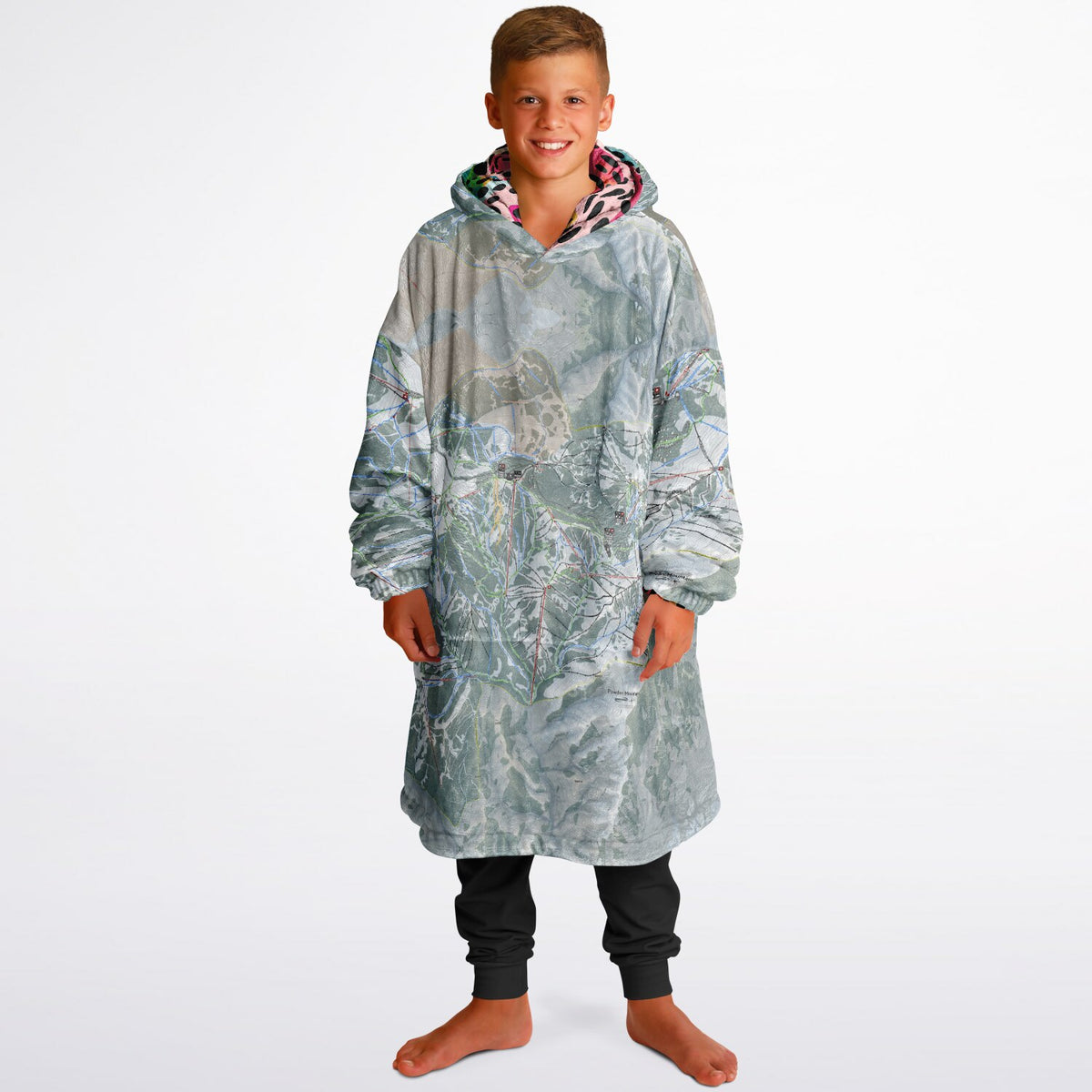 Powder Mountain, Utah Ski Resort Map Youth Reversible Snug Hoodie