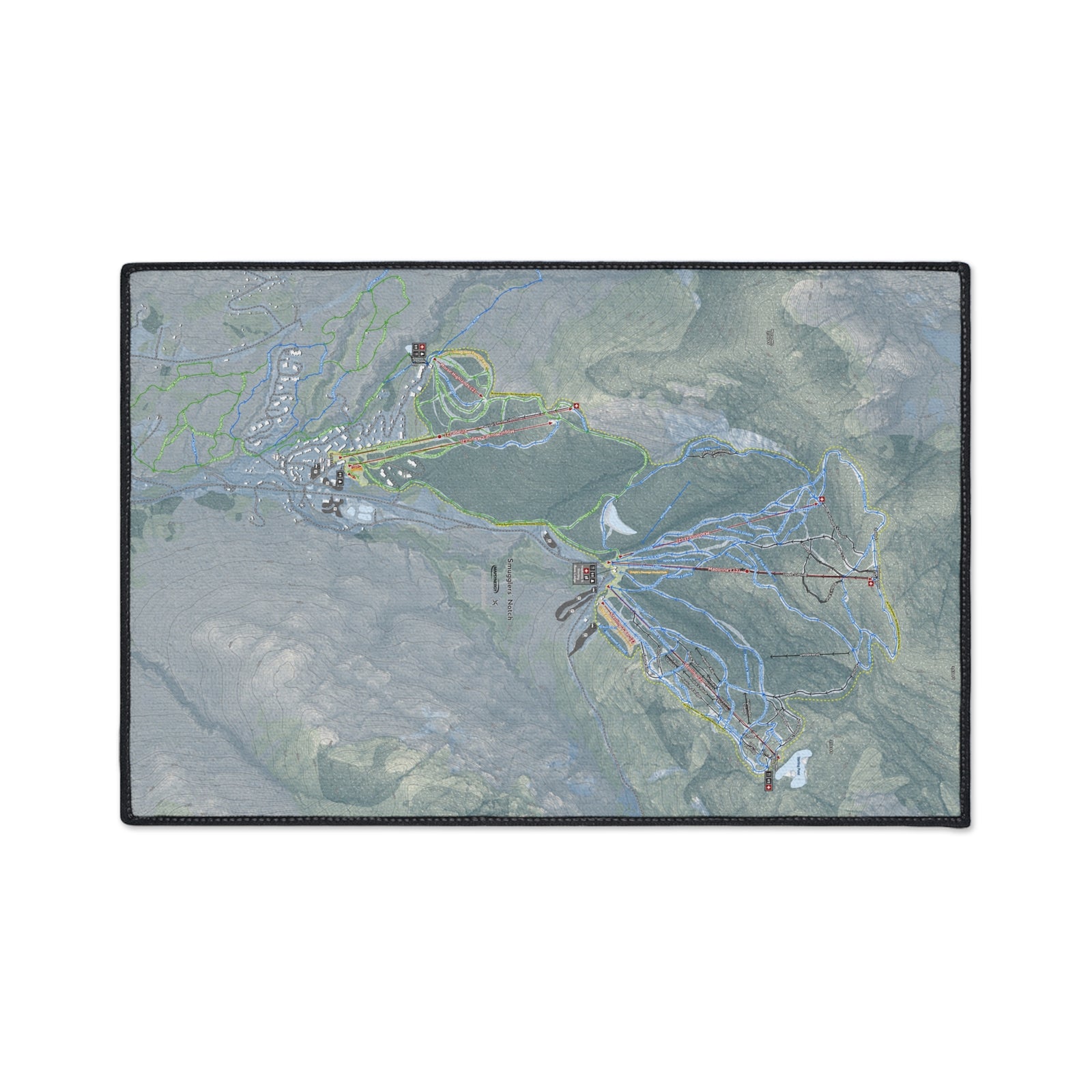 Smugglers Notch, Vermont Ski Resort Map Heavy Duty Floor Mat