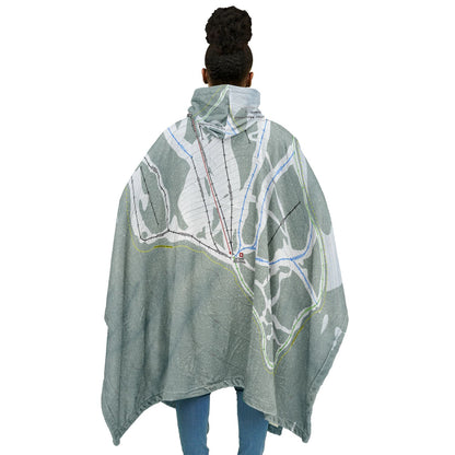 Turner Mountain, Montana Ski Resort Map Flannel Blanket Poncho