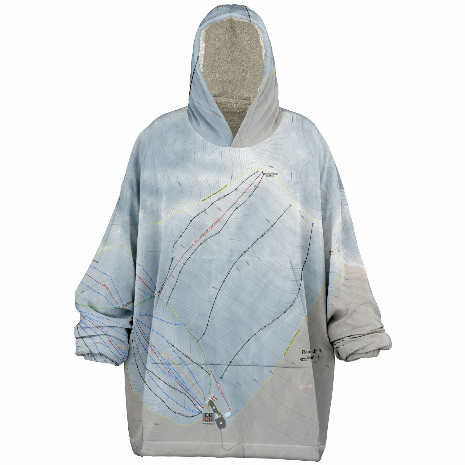 Roundhill, New Zealand Ski Trail Map - Snug Hoodie - Powderaddicts