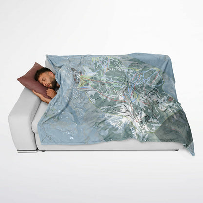 Crested Butte, Colorado Ski Resort Map Flannel Blanket Poncho