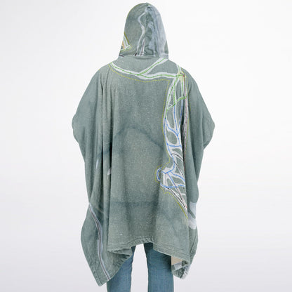 Lookout Pass, Idaho Ski Resort Map Flannel Blanket Poncho