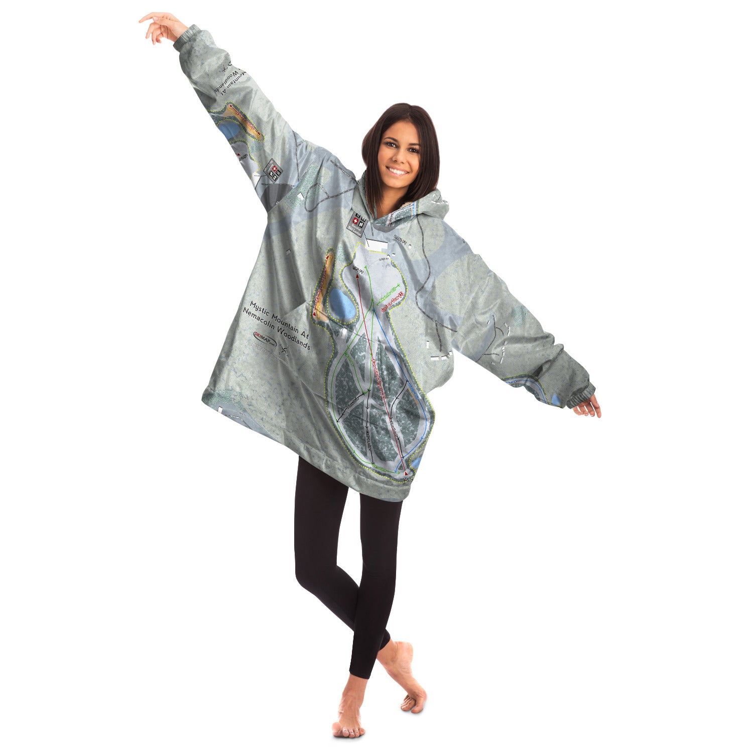 Mystic Mountain Nemacolin, Pennsylvania Ski Trail Map Snug Hoodie