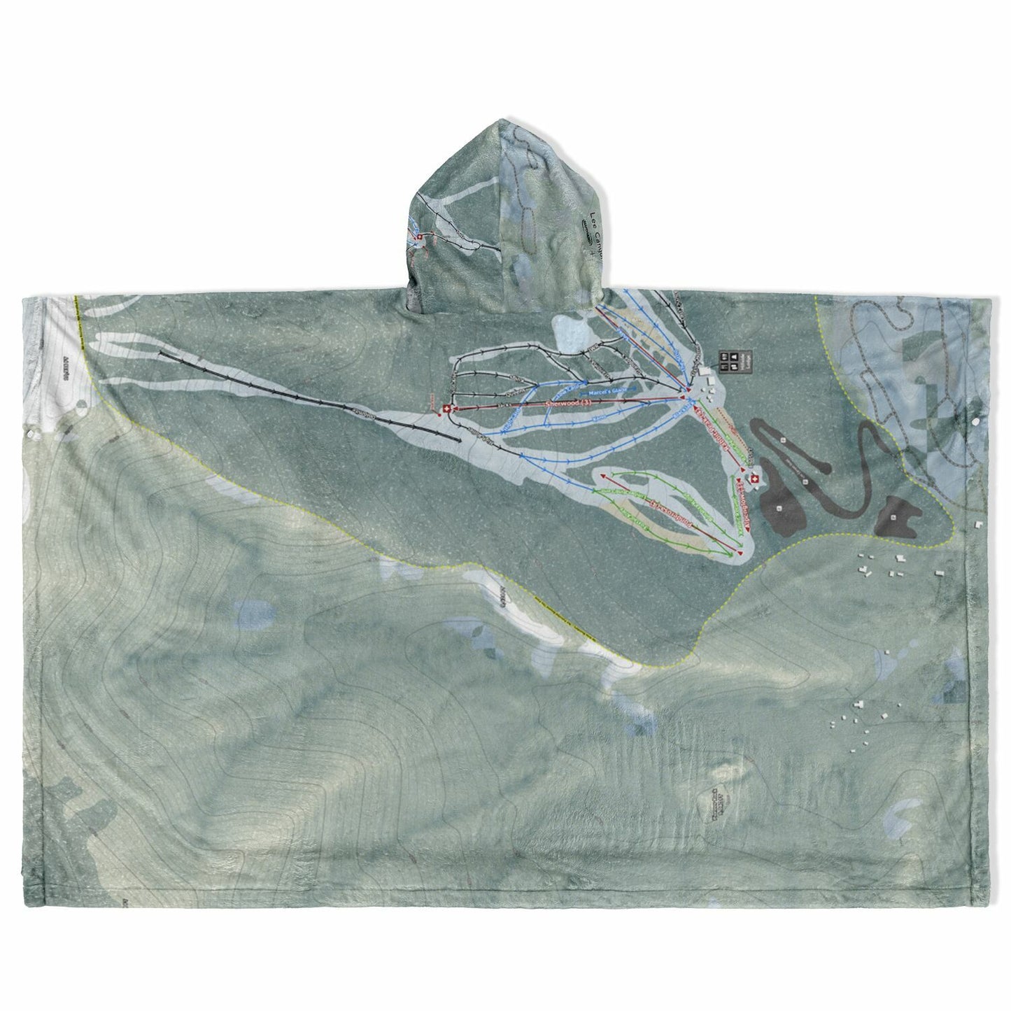 Lee Canyon, Nevada Ski Resort Map Flannel Blanket Poncho