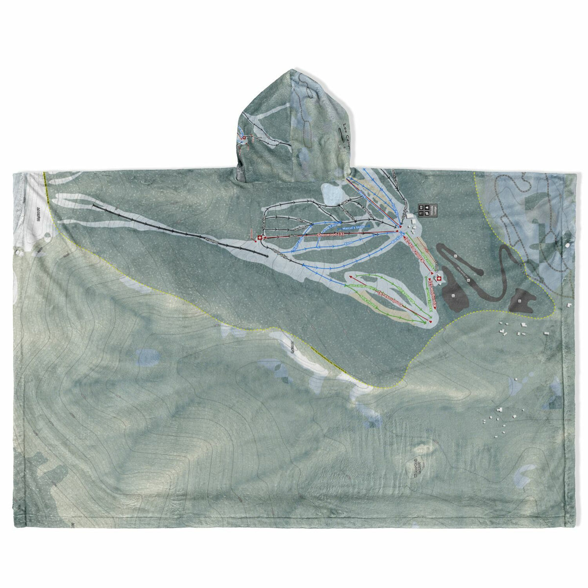 Lee Canyon, Nevada Ski Resort Map Flannel Blanket Poncho