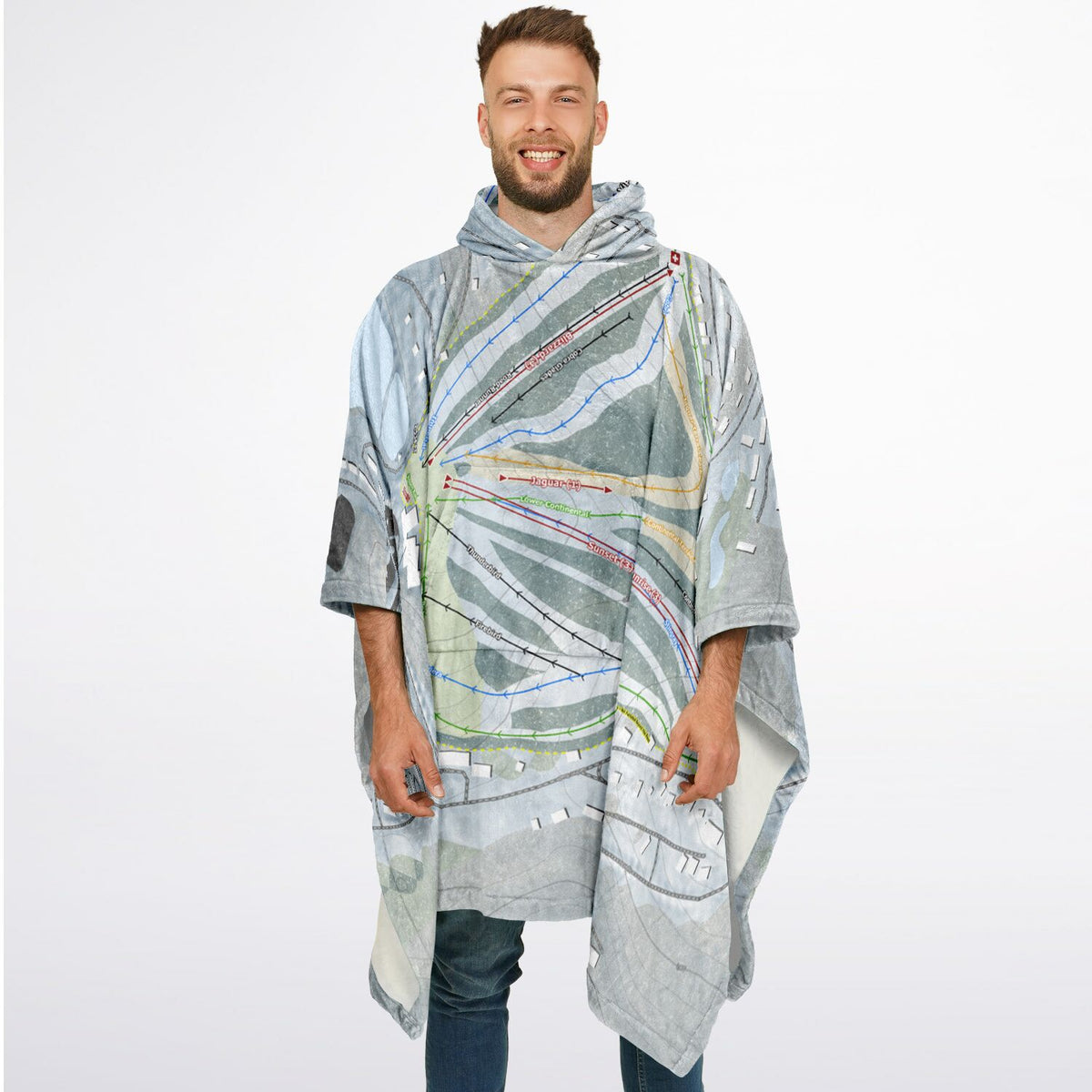 Hidden Valley, Pennsylvania Ski Resort Map Flannel Blanket Poncho