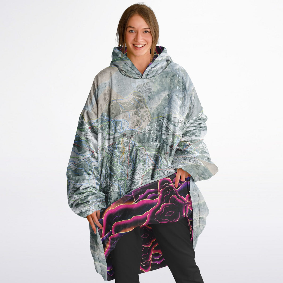 Powder Mountain, Utah Ski Resort Map Reversible Snug Hoodie