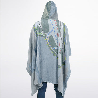 Cochrans, Vermont Ski Resort Map Flannel Blanket Poncho