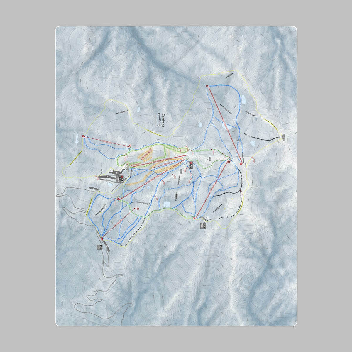 Cardrona , New Zealand Ski Resort Map Printed Beach Towel