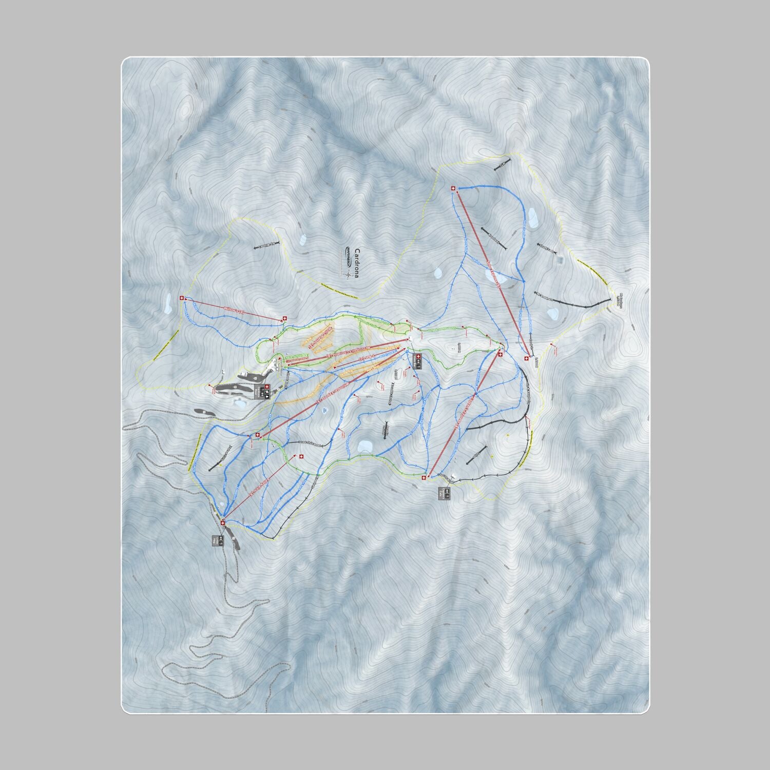 Cardrona , New Zealand Ski Resort Map Printed Beach Towel