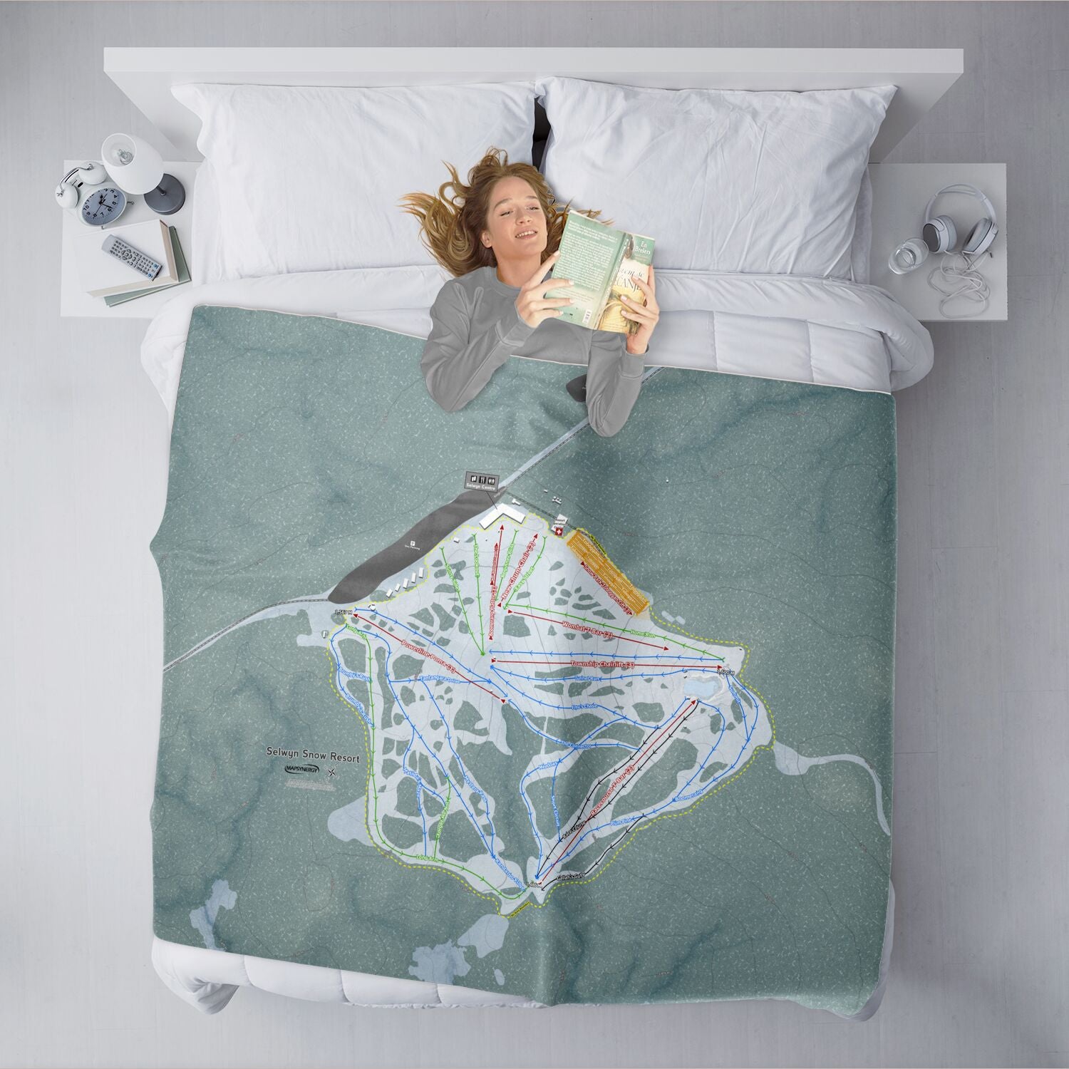 Selwyn Snow Resort, Australia Ski Resort Map XL Blanket