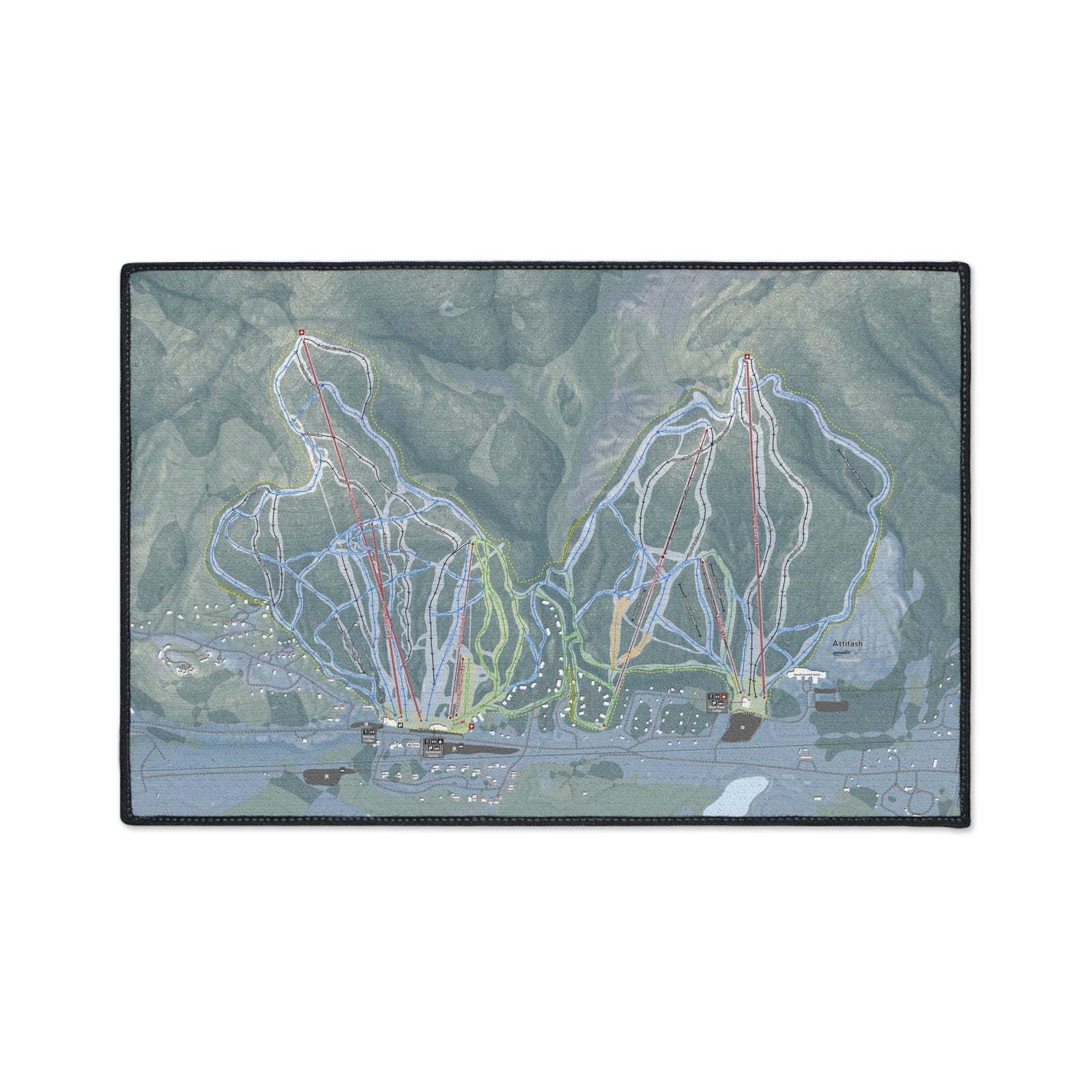 Attitash Mountain, New Hampshire Ski Resort Map Heavy Duty Floor Mat