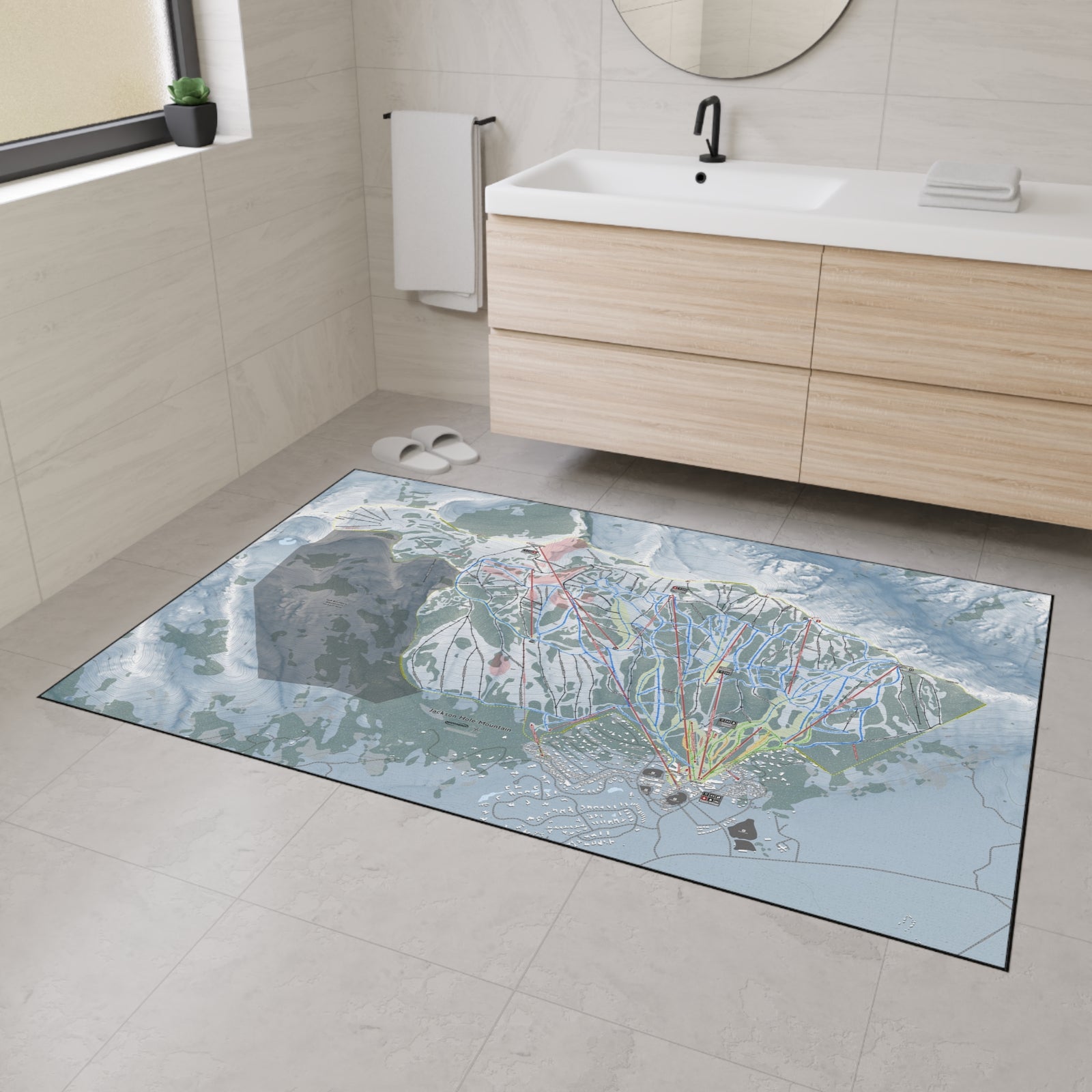 Jackson Hole Mountain, Wyoming Ski Resort Map Heavy Duty Floor Mat