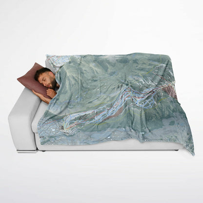 Aspen Highlands, Colorado Ski Resort Map Flannel Blanket Poncho