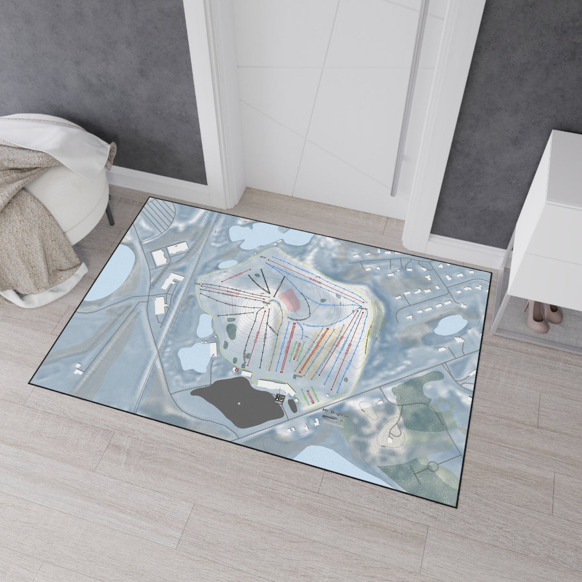 Mt Brighton, Michigan Ski Resort Map Heavy Duty Floor Mat
