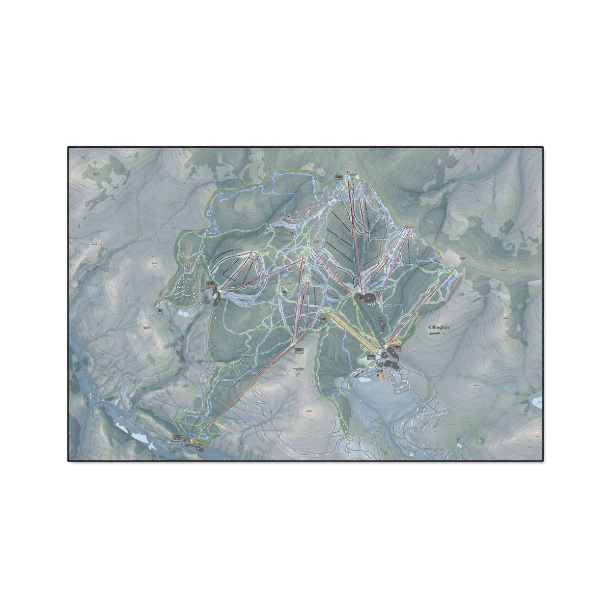 Killington, Vermont Ski Resort Map Heavy Duty Floor Mat