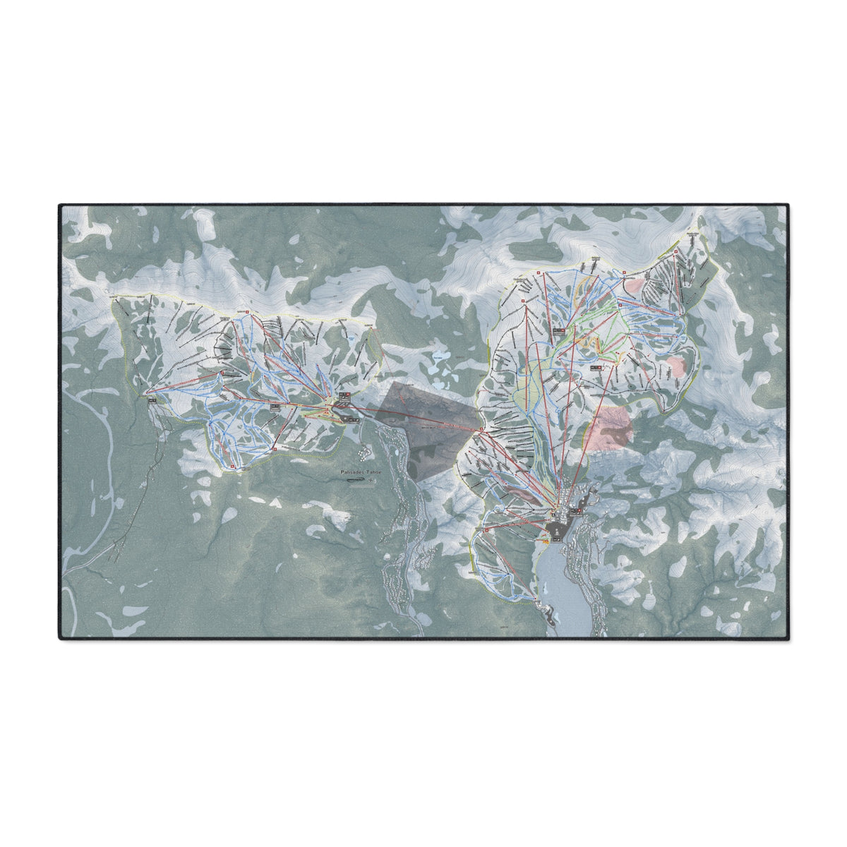 Palisades Tahoe, California Ski Resort Map Heavy Duty Floor Mat