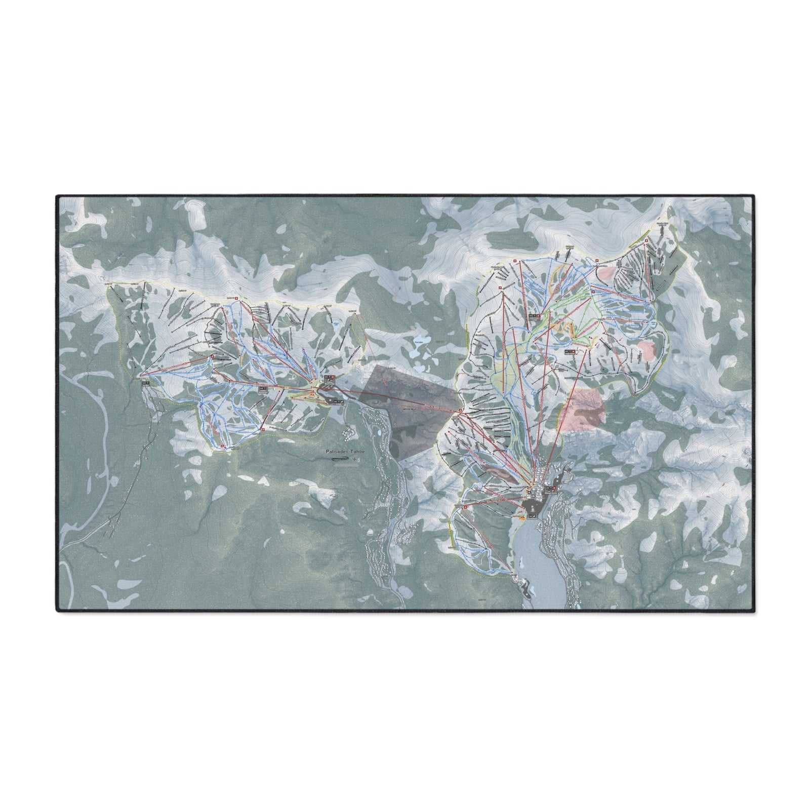 Palisades Tahoe, California Ski Resort Map Heavy Duty Floor Mat