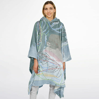 Banff Sunshine, Alberta Ski Resort Map Flannel Blanket Poncho