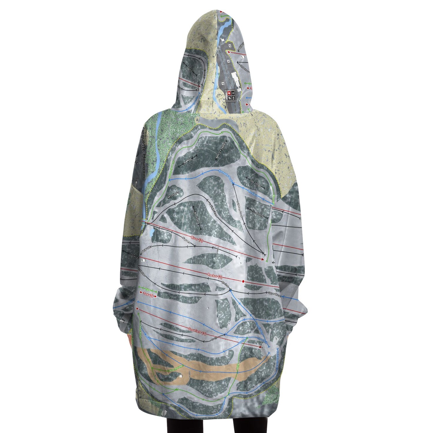 Marquette Mountain, Michigan Ski Trail Map Snug Hoodie