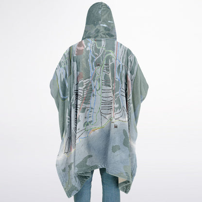 Kicking Horse, British Columbia Ski Resort Map Flannel Blanket Poncho