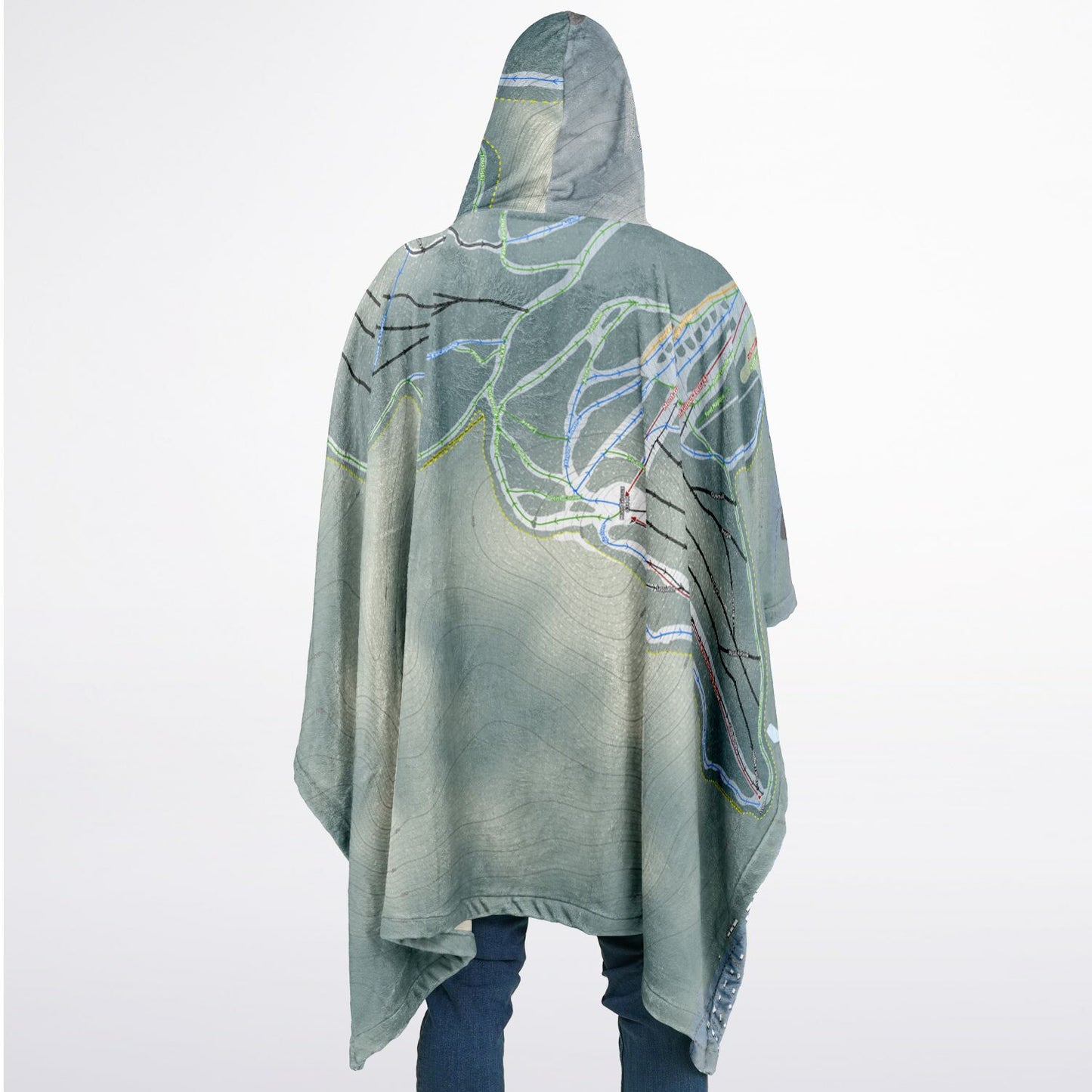 Mont Orford, Quebec Ski Resort Map Flannel Blanket Poncho