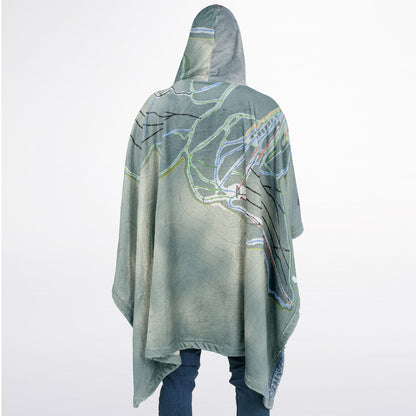 Mont Orford, Quebec Ski Resort Map Flannel Blanket Poncho