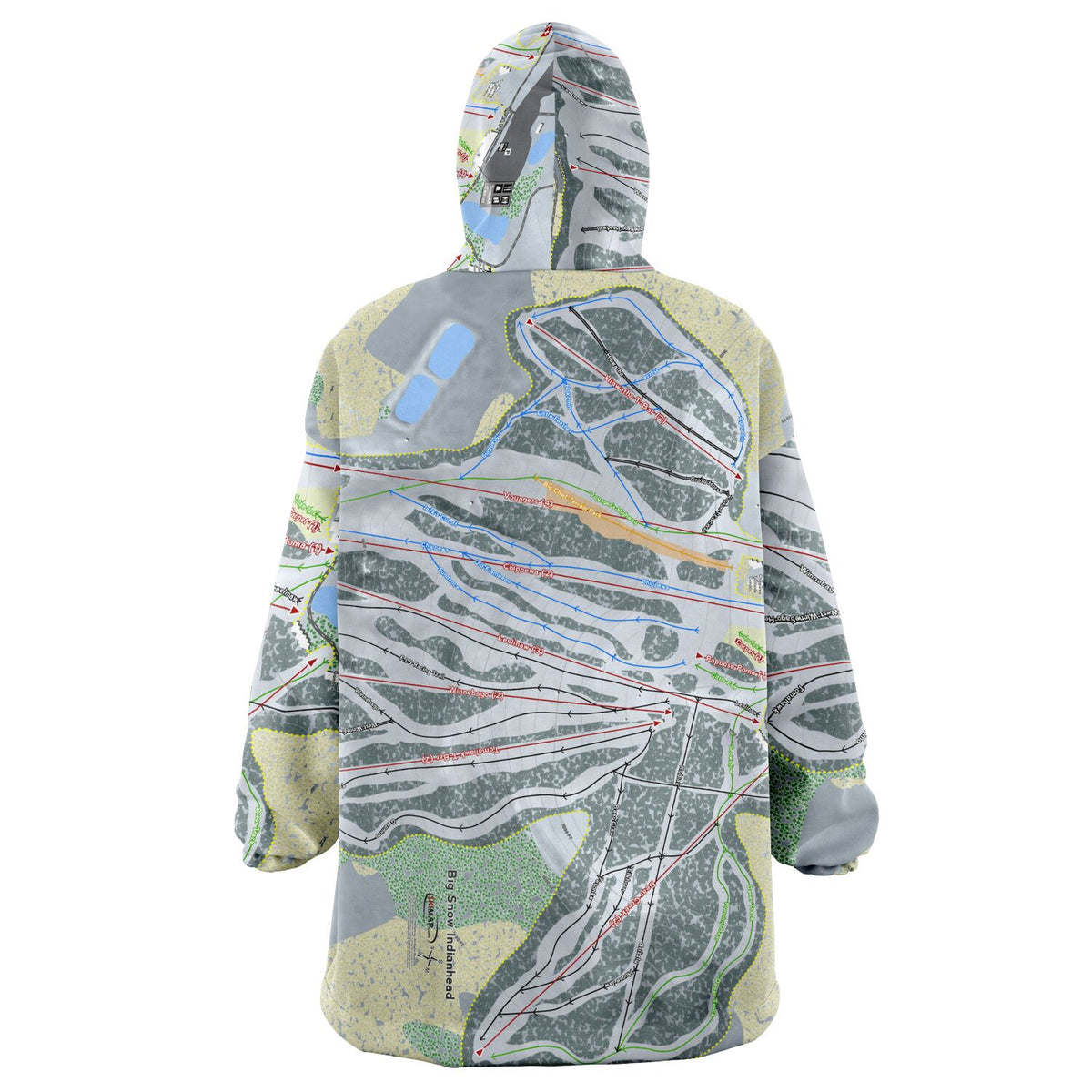 Big Snow Indianhead, Michigan Ski Trail Map Snug Hoodie